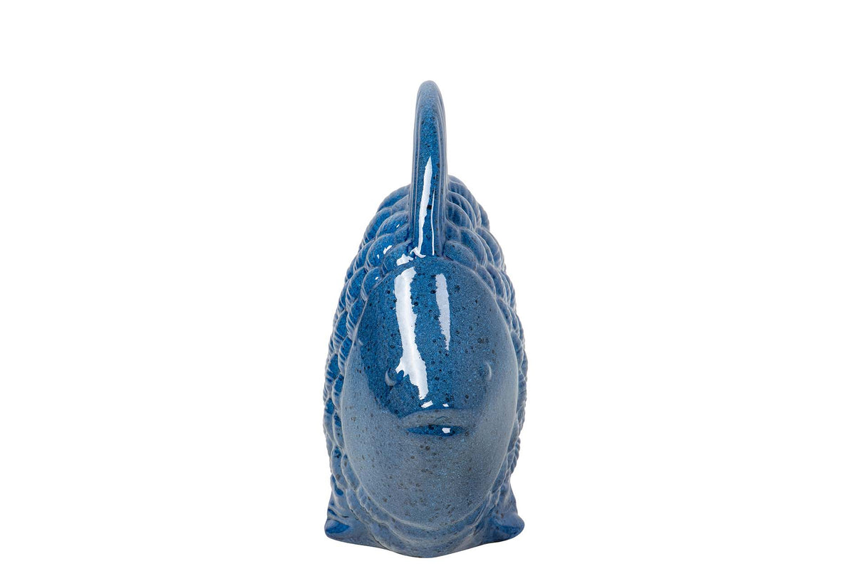 FIGURA PEZ CERAMICA AZUL 30x24x10 CM