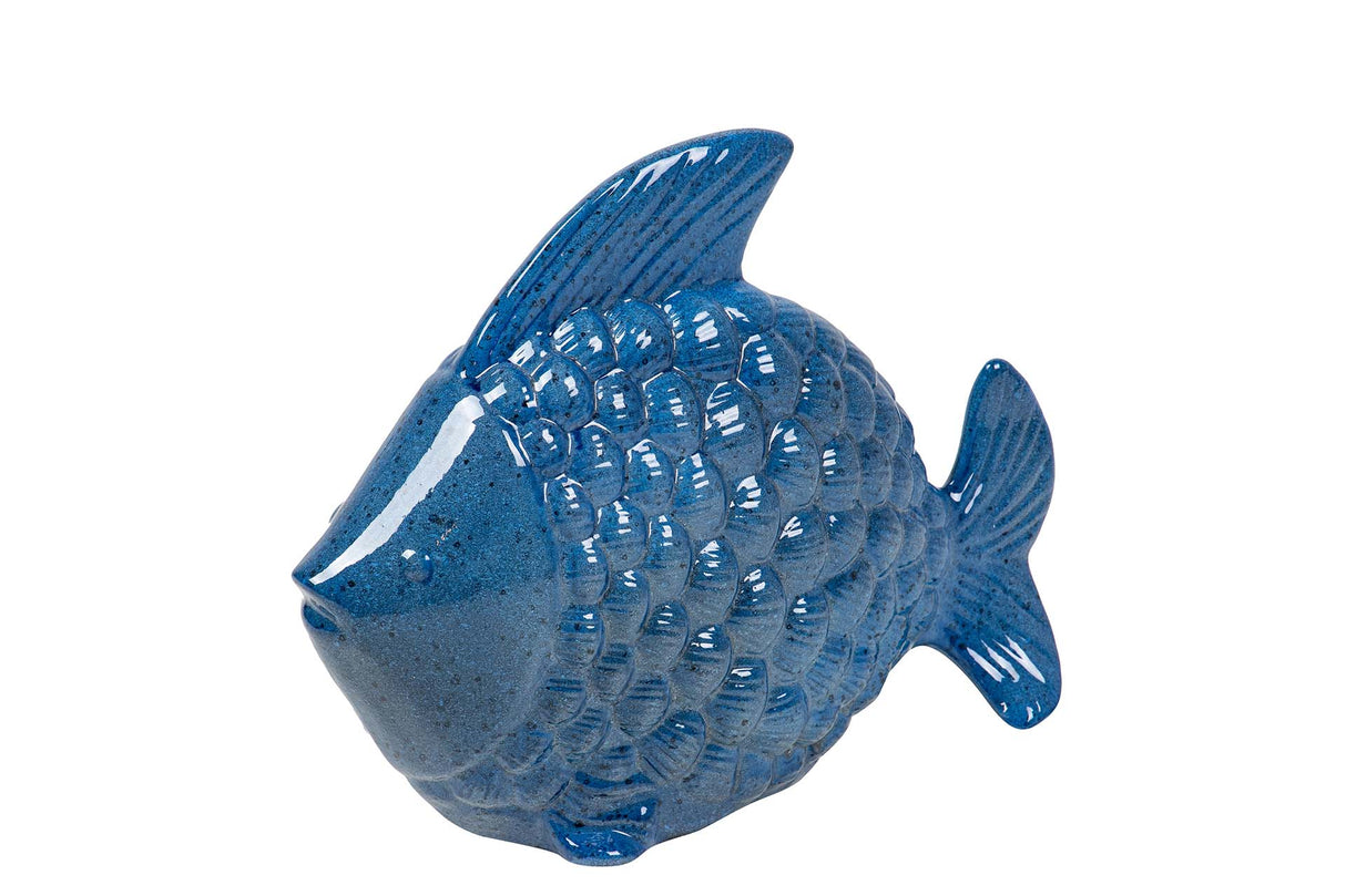 FIGURA PEZ CERAMICA AZUL 30x24x10 CM