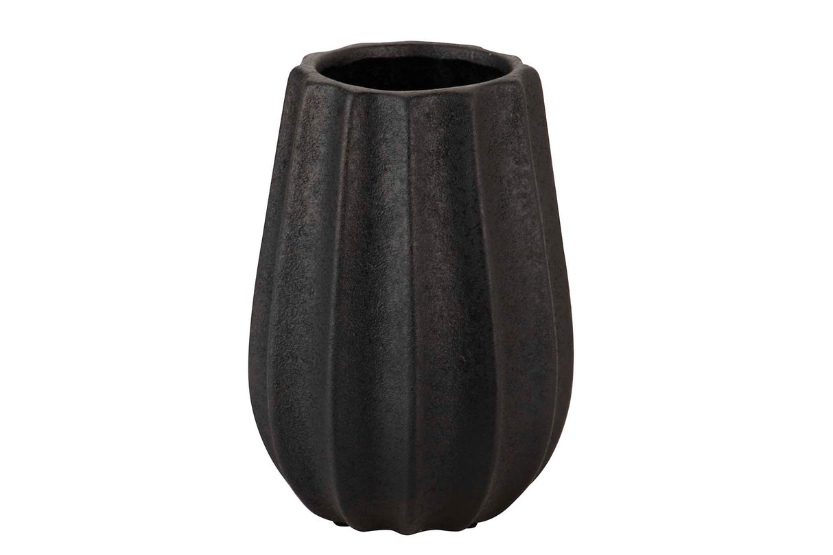 Vaso de cerâmica preta 19x19x26 cm