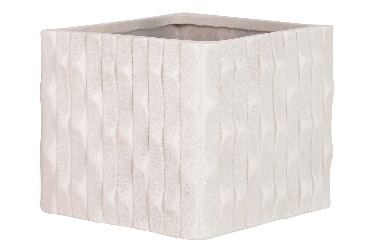 MACETERO CERAMICA BEIGE 24x24x20 CM