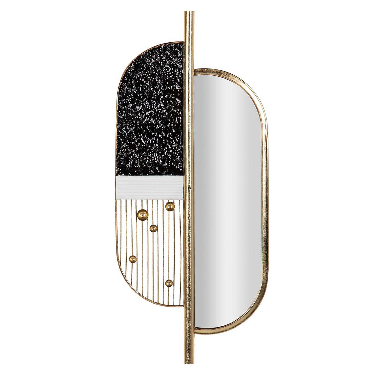 Mur de miroir noir or 39x3x90 cm