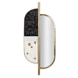Mur de miroir noir or 39x3x90 cm