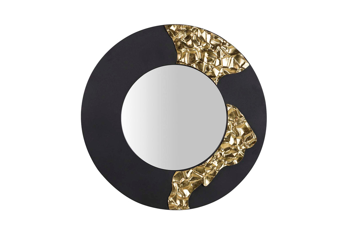 Miroir en métal rond noir 70x3x70 cm