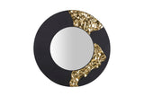 Miroir en métal rond noir 70x3x70 cm
