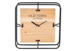 RELOJ SOBREMESA METAL MADERA 21,5x6,5x21,5 CM