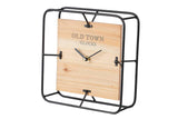 RELOJ SOBREMESA METAL MADERA 21,5x6,5x21,5 CM