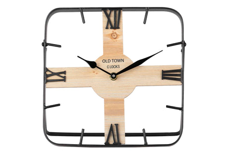 RELOJ SOBREMESA METAL MADERA 23x2,5x23 CM