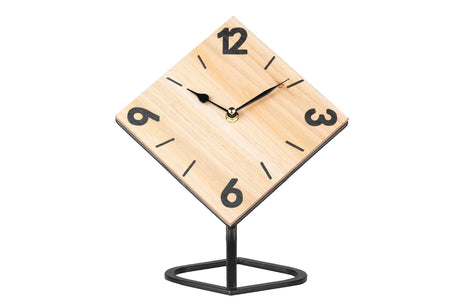 RELOJ SOBREMESA METAL MADERA 25x14x26 CM