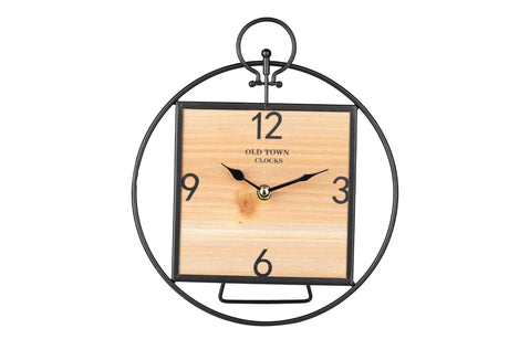 RELOJ SOBREMESA METAL MADERA 23x7x26,5 CM