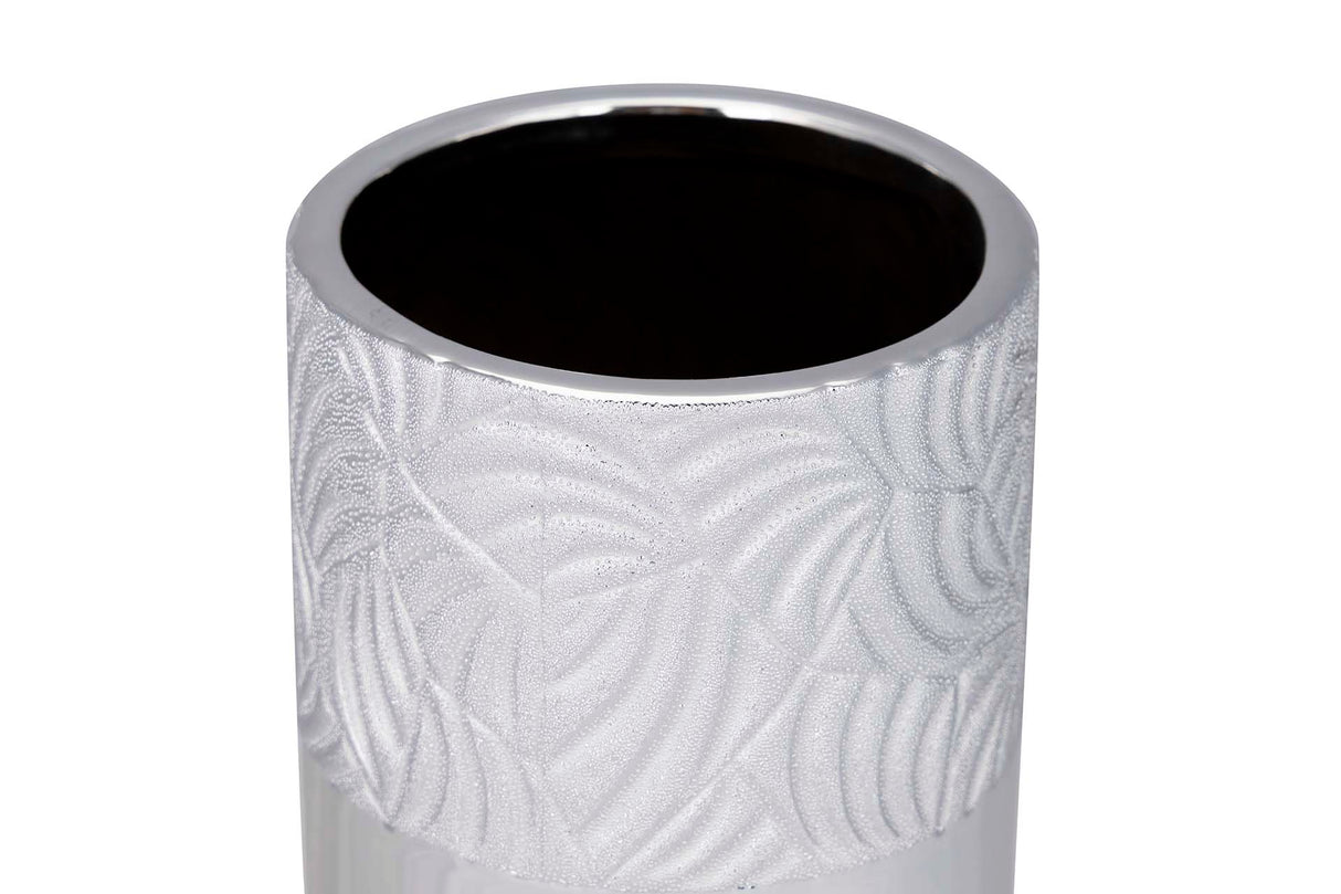 Vaso de cerâmica de prata 13x13x30 cm