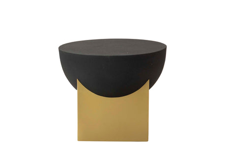 MESA CENTRO METAL DORADO NEGRO AMALA 51x51x43 CM