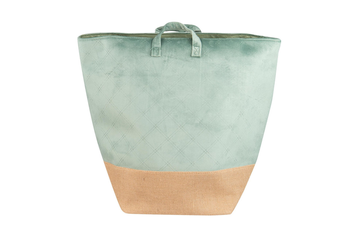 CESTO ROPA VELVET/YUTE VERDE 30X30X50 CM