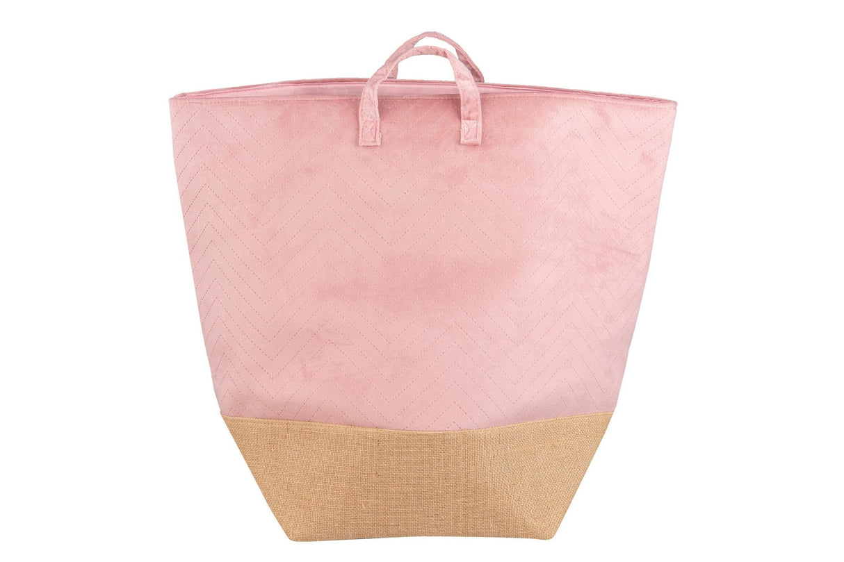 CESTO ROPA VELVET/YUTE ROSA 30X30X50 CM