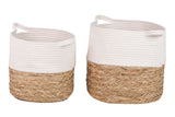 Set 2 cestini di cotone/alghe 43x35x32/38x30x26 cm