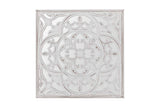 Specchio in legno intagliato bianco 40x2x40 cm