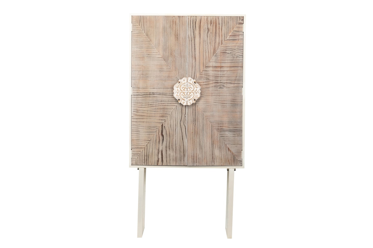 CABINET METAL Y MADERA TALLADA 85x38x175 CM