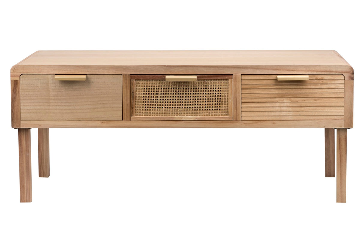 MESA CENTRO MADERA NATURAL 110x50x45 CM