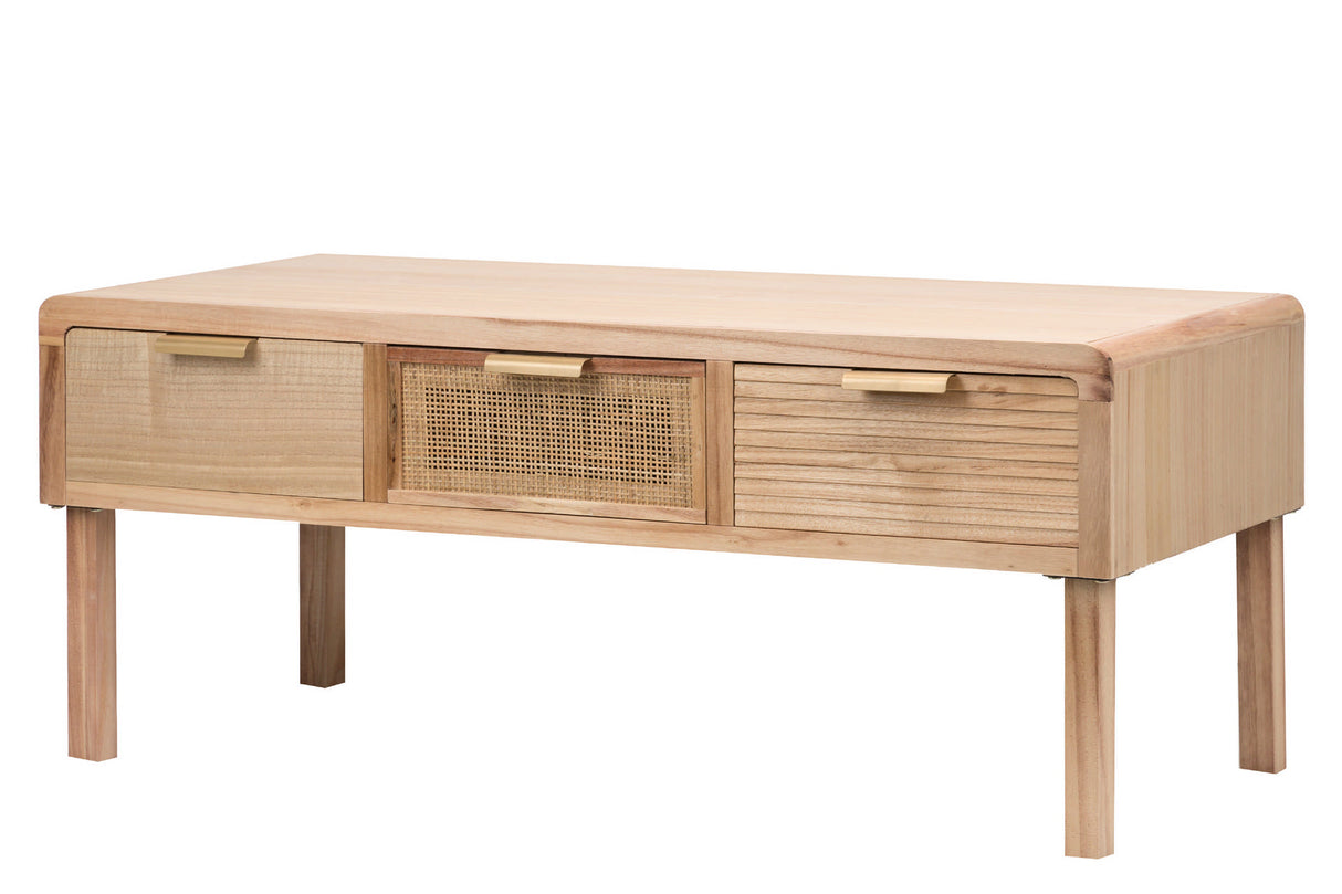 MESA CENTRO MADERA NATURAL 110x50x45 CM