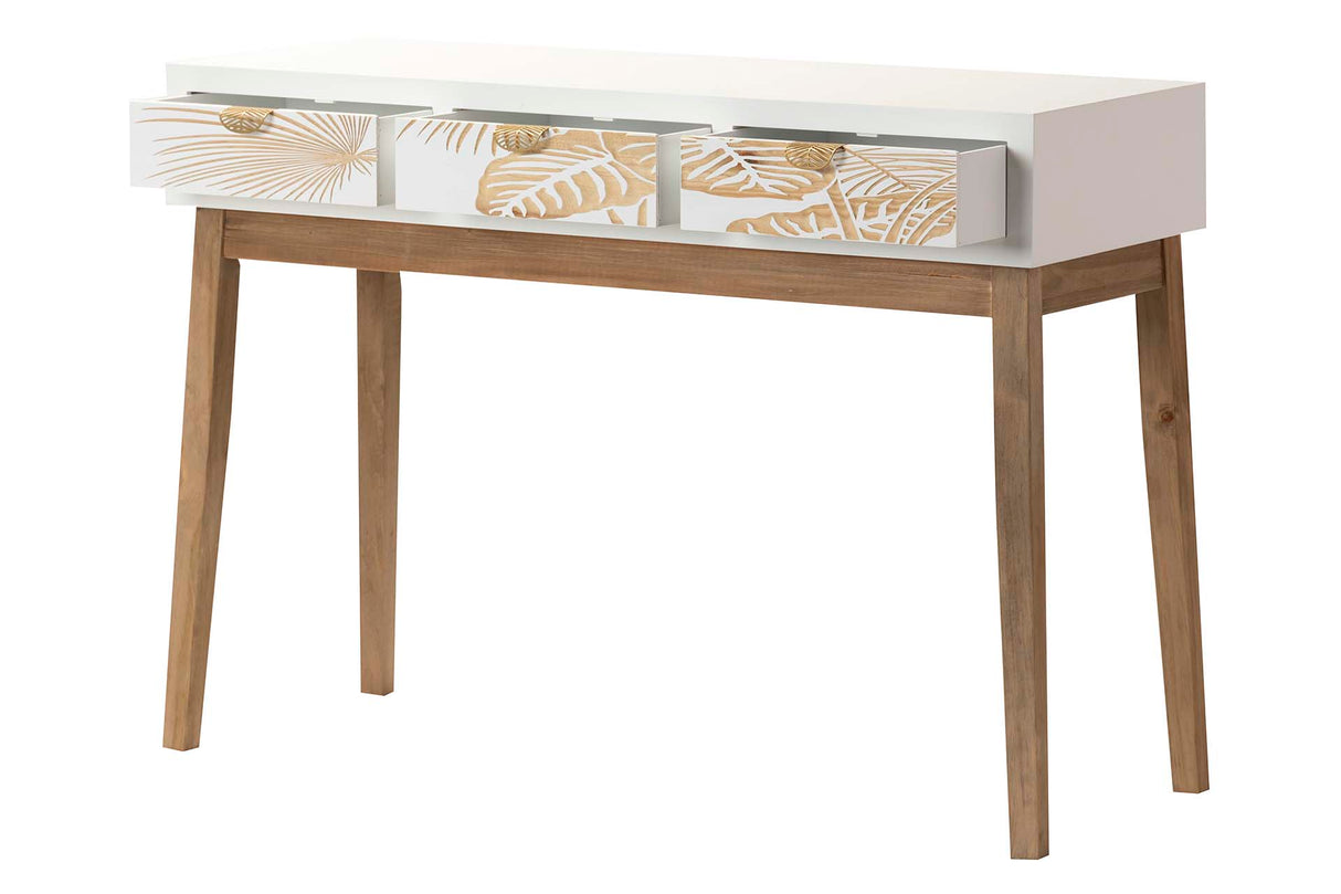 Tamanho do console de madeira 3 gavetas 110x40x78 cm