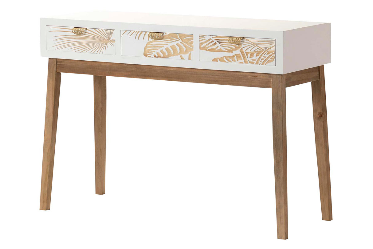 Tamanho do console de madeira 3 gavetas 110x40x78 cm