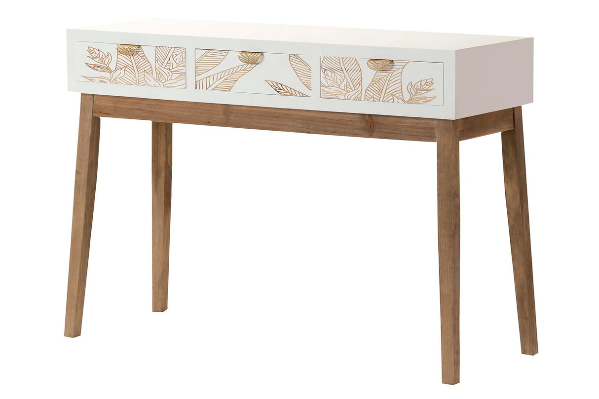 Tamanho do console de madeira 3 gavetas 110x40x78 cm