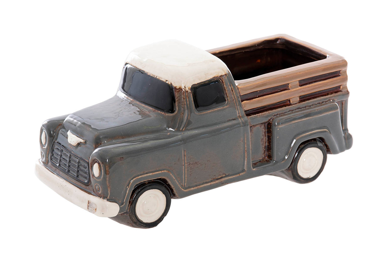 Camion in ceramica con pentola da 25x11x12 cm