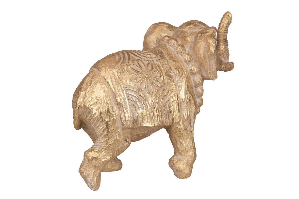 ELEFANTE RESINA DORADO 36x15x25 CM