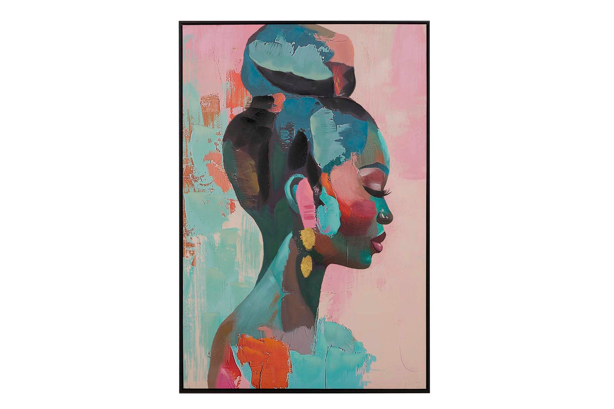 Immagine africana con cornice nera 80x4x120 cm