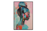 Immagine africana con cornice nera 80x4x120 cm