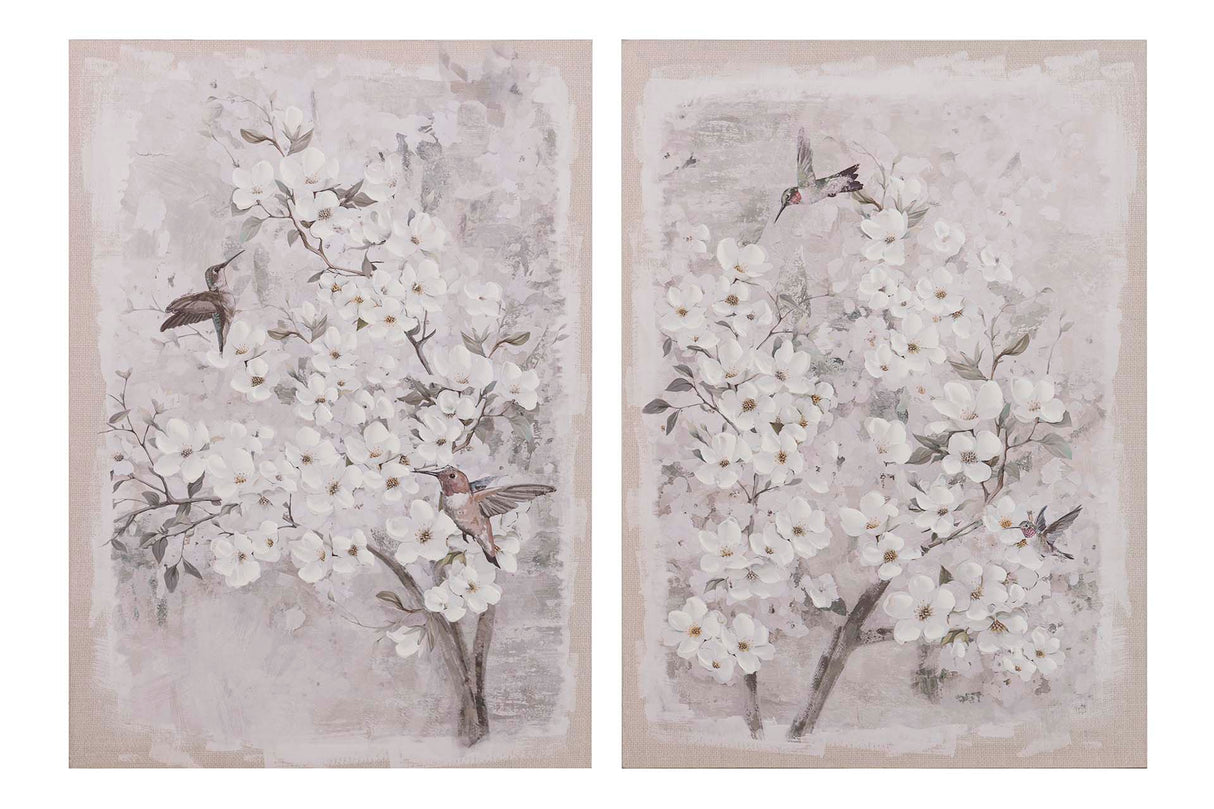 SET 2 LIENZOS ALMENDRO 40% PINTADO MANO 50x3x70 CM