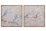 Régler 2 oiseaux 80% peints à la main 60x4x60cm