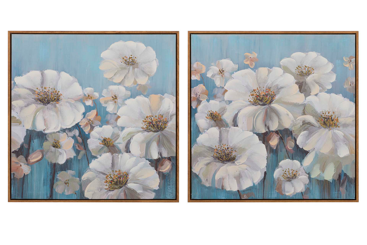 Setzen Sie 2 Tabellen 80% handgemalt 60x4x60 cm