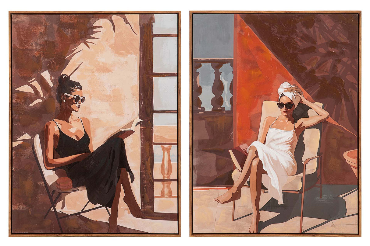 SET 2 CUADROS MUJERES 80% PINTADO A MANO 60x4x80 CM