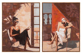 SET 2 CUADROS MUJERES 80% PINTADO A MANO 60x4x80 CM