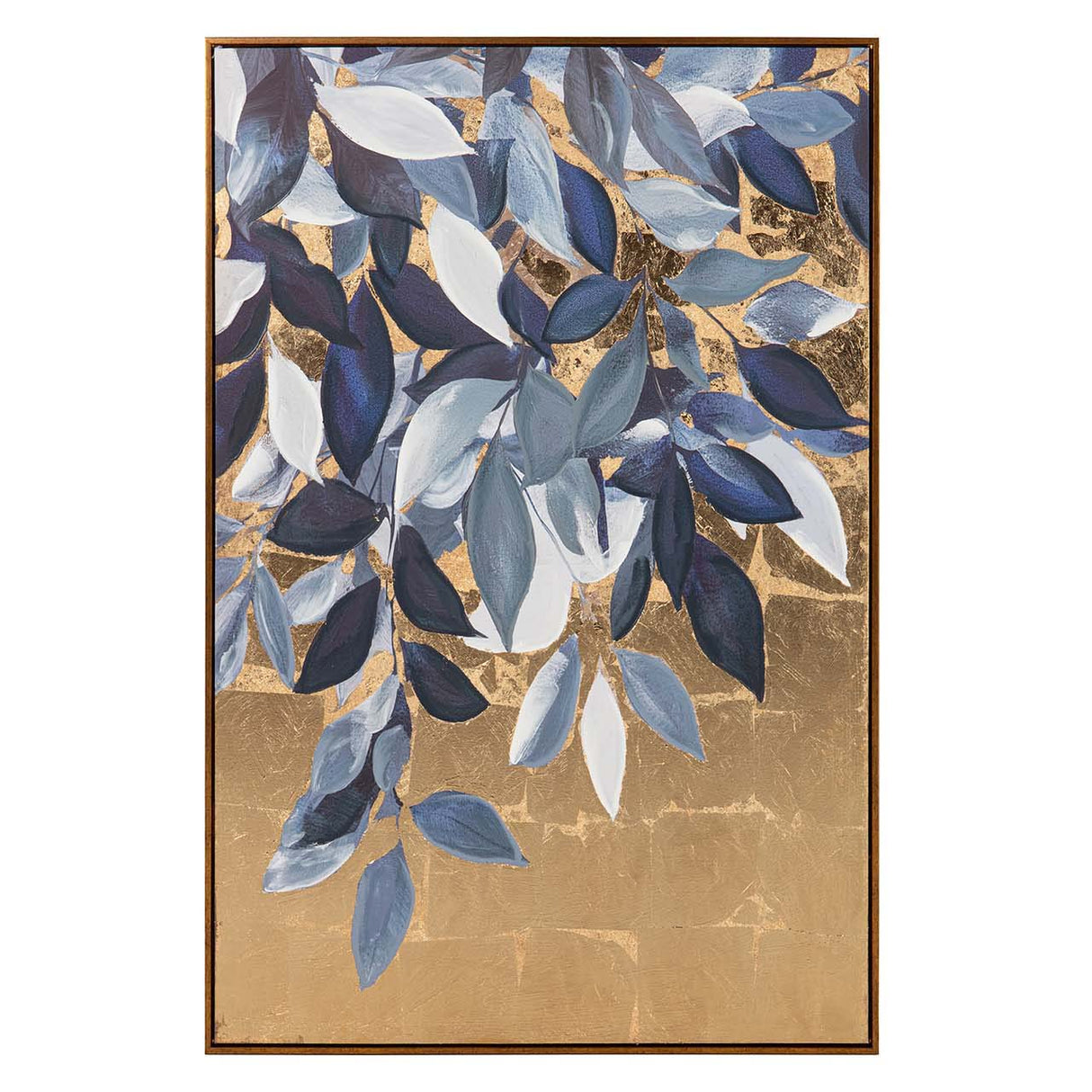 CUADRO HOJAS 80% PINTADO A MANO Y FOIL 80x4x120 CM