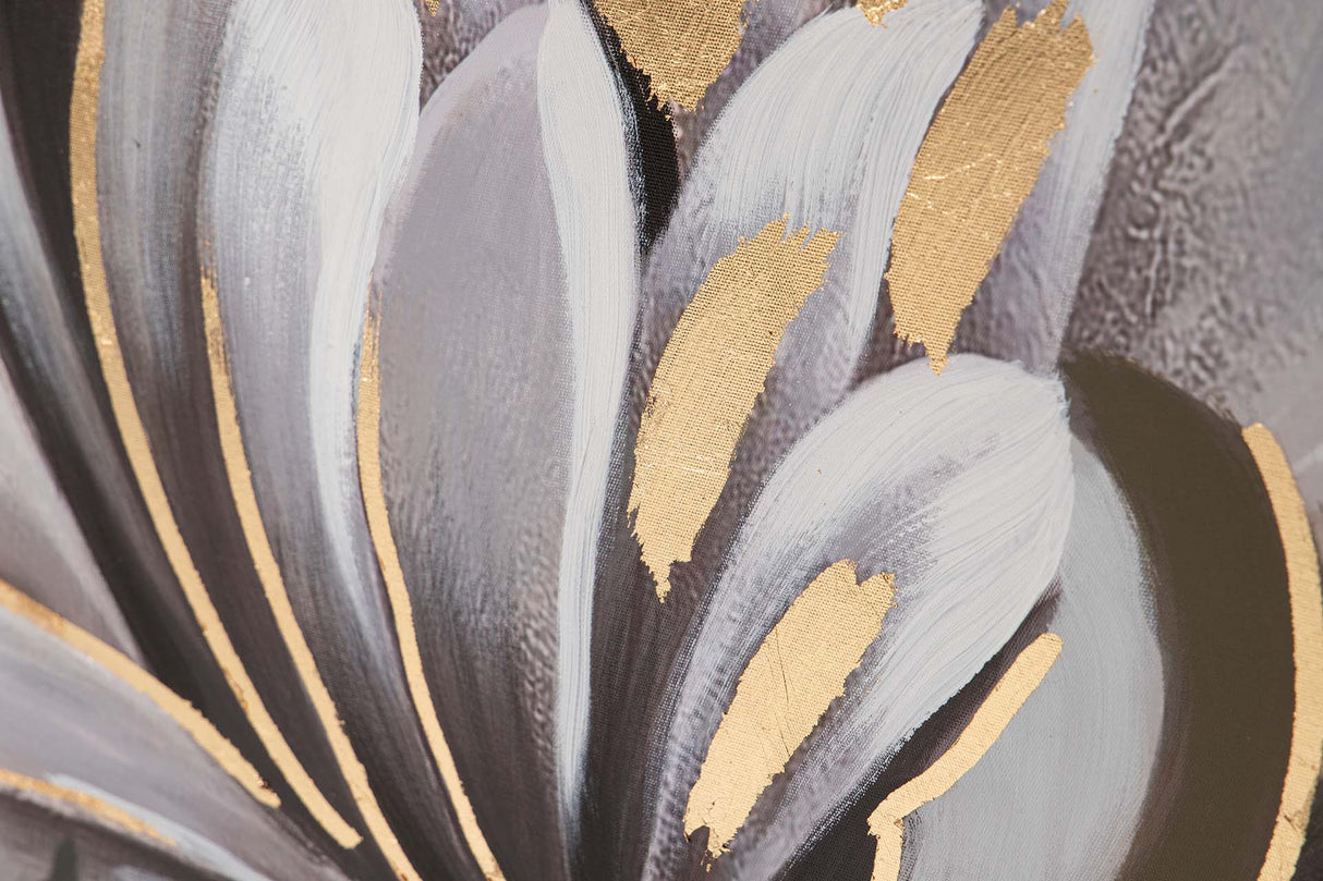 CUADRO FLOR 80% PINTADO A MANO Y FOIL 100x4x100 CM