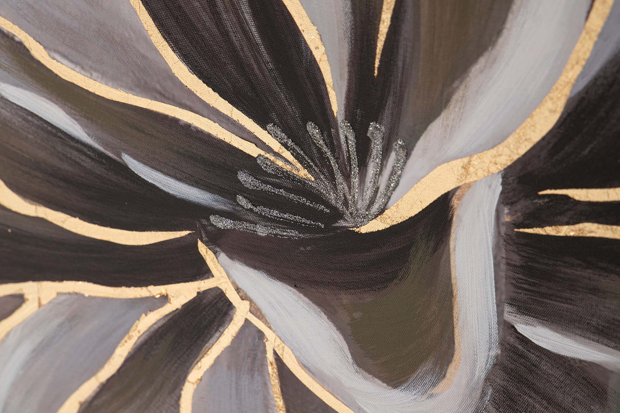 CUADRO FLOR 80% PINTADO A MANO Y FOIL 100x4x100 CM