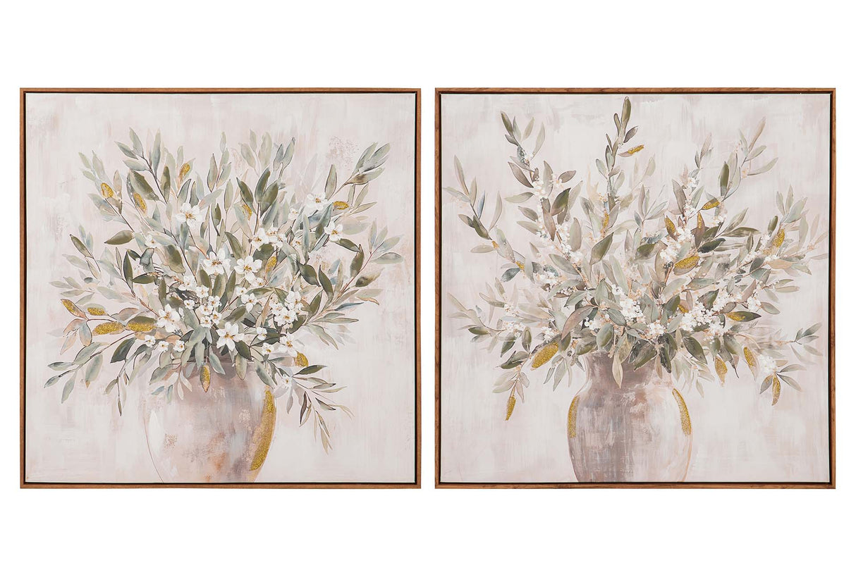 SET 2 CUADROS JARRONES 80%PINTADO A MANO 80x4x80CM