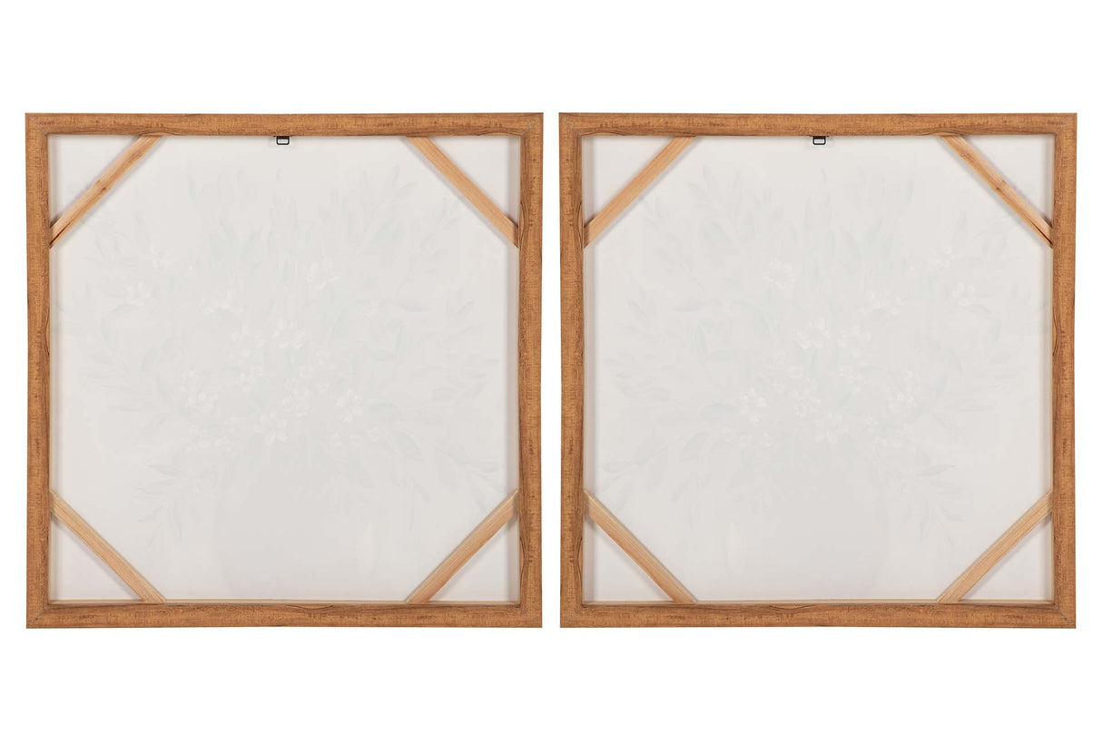 SET 2 CUADROS FLORES 80% PINTADO A MANO 60x4x60 CM