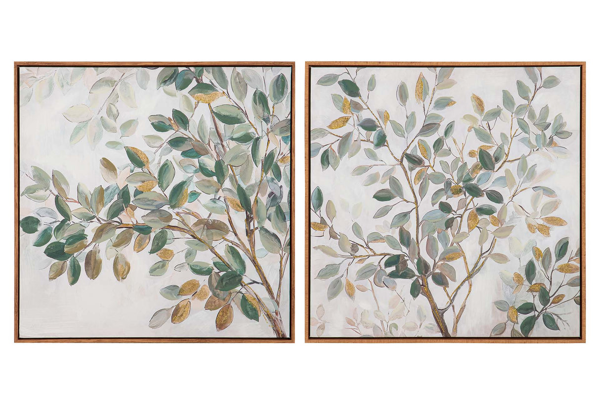 SET 2 CUADROS FLORES 80% PINTADO A MANO 60x4x60 CM