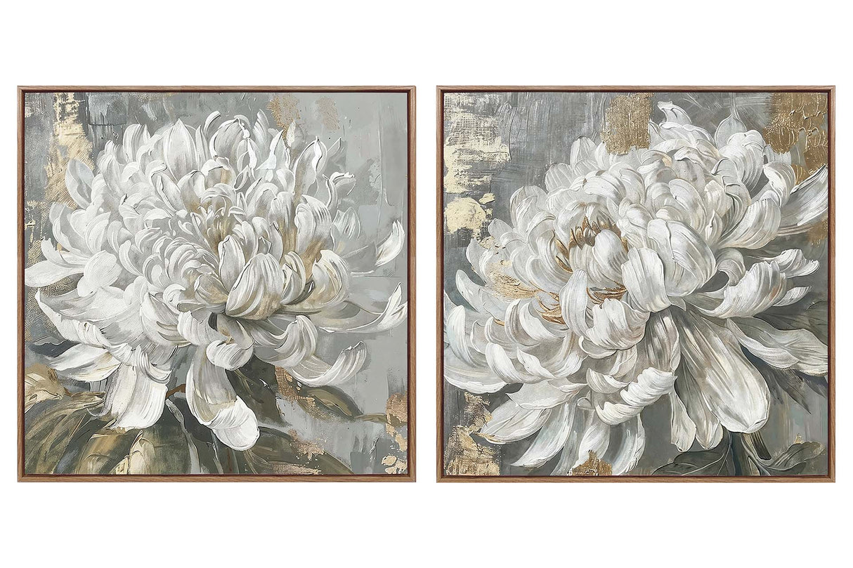 SET 2 CUADROS FLORES 80%PINTADO A MANO 80x4x80CM