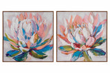 SET 2 CUADROS FLORES 80%PINTADO A MANO 80x4x80CM