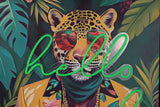CUADRO CON LED TIGRE 80% PINTADO A MANO 80x4x120CM