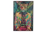 CUADRO CON LED TIGRE 80% PINTADO A MANO 80x4x120CM