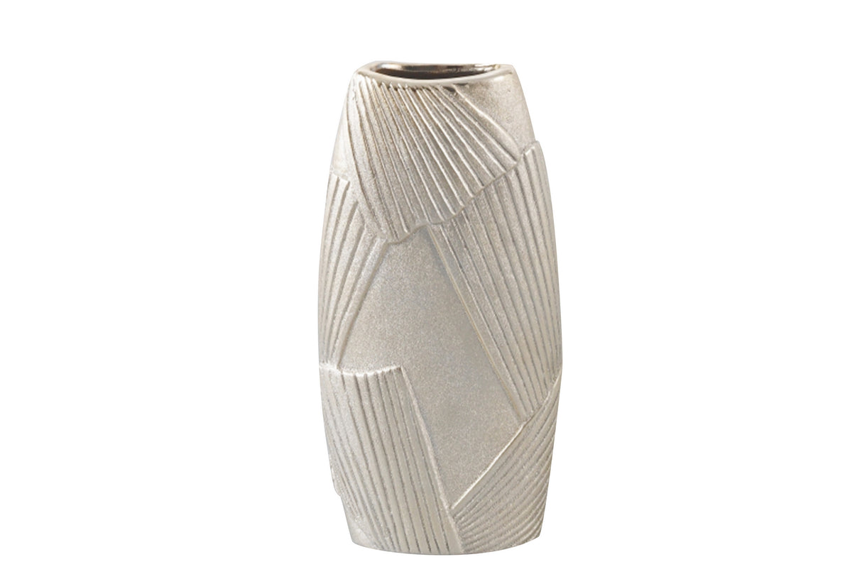 Vase de cerâmica geométrica Champagne 13x6x26 cm