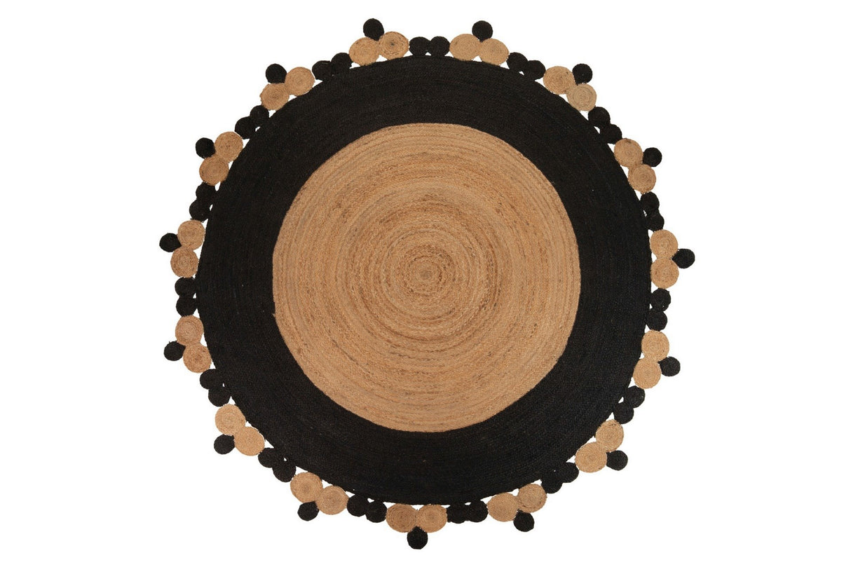 ALFOMBRA YUTE NATURAL NEGRO 220X220 CM