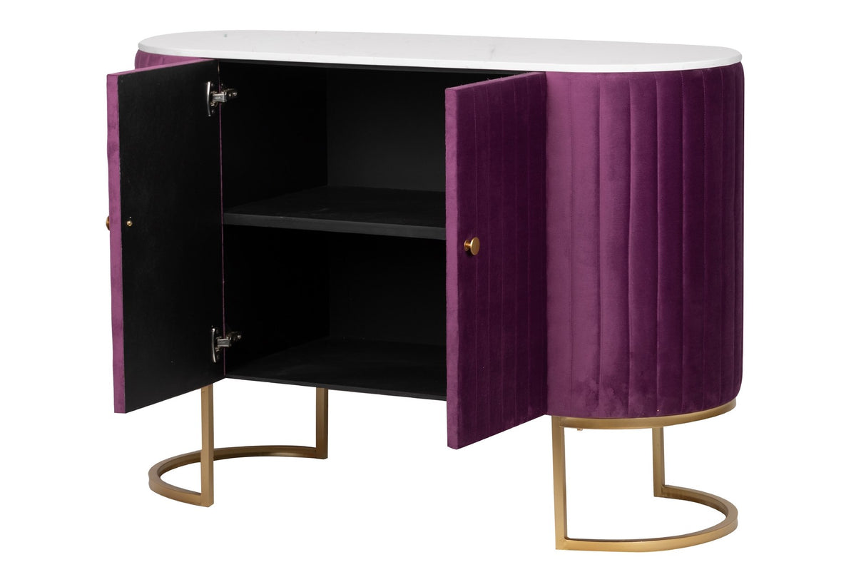 APARADOR VELVET-MARMOL MORADO-DORADO 120x48x85 CM