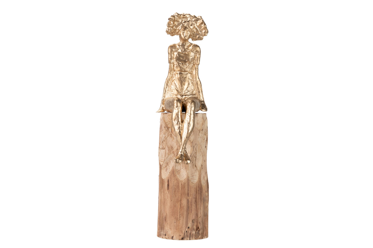 Figura Lady Poliresina Wood Mango 11x15x46 cm