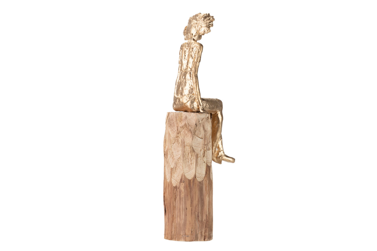 Figura Lady Poliresina Wood Mango 11x15x46 cm
