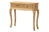 Console en bois naturel naturel 2 tiroirs 85x30x80 cm